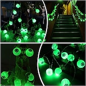 cheap Halloween Lights-Halloween Eyeball Atmosphere Led String Lights 3M 20Leds Halloween Decoration Green Lights AA Battery Power For Party Horror Lighting