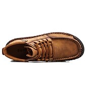 abordables Baskets-bottines en cuir vintage pour hommes – chaussures d&#039;extérieur décontractées à lacets avec semelle antidérapante durable