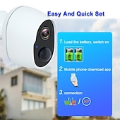 abordables Caméras IP d&#039;intérieur-batterie intégrée hd 1080p wifi caméra ip caméra de surveillance à domicile sans fil caméra étanche extérieure vision nocturne infrarouge suivi intelligent caméra de vidéosurveillance audio