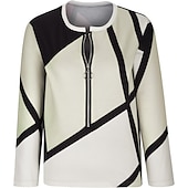 billiga Randiga och geometriska toppar-dam plus size dragkedja sweatshirt sweatshirt grafiskt block dagligt sporttryck kvartsdragkedja aktiv streetwear halv dragkedja lång ärm utan foder bekvämt ventilerande mjukt tyg