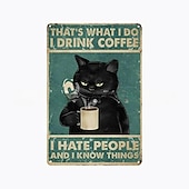 abordables signe d&#039;étain en métal-1pc rétro métal étain signe chat vin étain signe vintage cuisine signes décoration murale, peinture tenture murale pour la décoration murale art métal étain signe 20x30cm/8&#039;&#039;x12&#039;&#039;