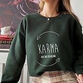 cheap Humor&amp;Quotes Tops-Women&#039;s Sweatshirt Pullover Letter Street Casual Sports Basic Round Neck Long Sleeve Top Micro-elastic Fall &amp; Winter Comfrt Breathable Soft Fabric