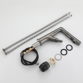 お買い得  スプレーを引き出す-浴室の蛇口引き出し式洗面器タップ、冷温ホース付きシングルハンドル容器タップ