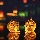 billiga Hallowen Rekvisita Belysning-halloween skull string lights 1,5m 10leds batteridriven trädgård balkong uteplats spökhus halloween fest heminredning