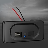 abordables Cargadores para coche-Starfire, 1 Uds., enchufe de cargador usb dual 3.1a para motocicleta, camión, barco, adaptador de corriente para coche, toma de corriente