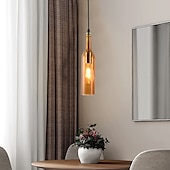 economico Luci Isola cucina-lampada a sospensione a led per bottiglia di vetro, lampada a sospensione in vetro per bottiglia di birra, lampada a sospensione vintage per bar, lampada a sospensione retrò industriale per bar,