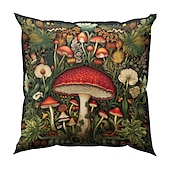 abordables Style Vintage-Housse de coussin double face, taie d&#039;oreiller carrée décorative douce en forme de champignon fantaisie, pour chambre à coucher, salon, canapé, chaise, 1 pièce