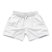billiga Herrarnas simshorts-Herr Boardshorts Badshorts Snörning Med fickor Solid färg Vattentät UV Solskydd Simbassäng Hawaiisk Ledig / Sportig Svart Vit Microelastisk