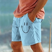 cheap Holiday-Men&#039;s Graphic Smile Face Shorts Summer Shorts Beach Shorts Mid Waist Streetwear Hawaiian Designer Casual Daily Holiday Drawstring Elastic Waist 3D Print Designer Clothing Apparel