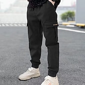 cheap Bottoms-Kids Boys Sweatpants Trousers Pocket Cartoon Letter Breathable Comfort Pants Training Sports Daily Basic Black Avatar Overalls Black Small Label Overalls Army Green Small Label Overalls Mid Waist