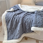 baratos Cobertores de cama-cobertor jacquard de caxemira de carneiro de camada dupla espessa de cor sólida cobertor de cochilo de escritório cobertor de sofá mais quente cobertores super macios