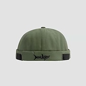 cheap Men&#039;s Hats-Unisex Docker Cap Brimless Hats Black Green Cotton Travel Beach Outdoor Vacation Plain Adjustable