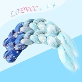 abordables Crocheter les cheveux-2pcs extensions de cheveux pour tresses ombre tressage cheveux ajouter une extension de cheveux clinquant cheveux tressés brillants 24 pouces cheveux tressés pré-étirés ombre 100g résistant à la