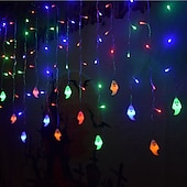 cheap Halloween Outdoor-Halloween Decorations 3.5M 96Led LED Icicle Curtain String Lights, 3D Pumpkin Ghost Lantern for Home Party Holiday Lights EU US AU UK Plug