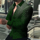 Men's Shirt Dress Shirt Polka Dot Outdoor Casual Navy Blue Green Long Sleeve Turndown Fall & Winter Clothing Apparel Print4