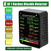 billiga luftfuktare-6-i-1 luftkvalitetsmonitor co2 multifunktionell koldioxidnivåkontroll inomhus co2 larmmätare för hemmakontor bil gym vit