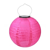 cheap Landscape Lights-12&quot; Solar Powered Lanterns Waterproof Outdoor Nylon Cloth Paper Lantern Lamps Garden Hanging Paper Lanterns