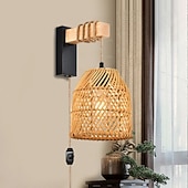 abordables Apliques de pared-Vintage Campestre Lámparas de pared para interiores Sala de estar Comedor cuerda de cáñamo Luz de pared 110-120V 220-240V