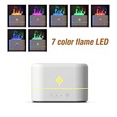 abordables Lumières intelligentes-Lampe LED intelligente simulation de flamme humidificateur à ultrasons diffuseur d&#039;aromathérapie 7 couleurs lumière diffuseur USB filtre gratuit diffuseur d&#039;huile essentielle désodorisant pour