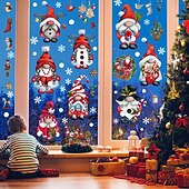 economico Adesivo-Adesivi murali in vetro per finestre nane di Natale, adesivi murali in vetro di Babbo Natale