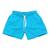 billiga Herrarnas simshorts-Herr Boardshorts Badshorts Snörning Med fickor Solid färg Vattentät UV Solskydd Simbassäng Hawaiisk Ledig / Sportig Svart Vit Microelastisk
