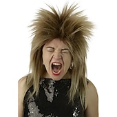 economico Parrucche storiche-Parrucche Costume di Città Parrucca Rocker degli Anni 80 Tina Parrucca da Rock Star degli Anni 70 e 80 Mista Castano Biondo Parrucca di Bowie Labirinto Halloween