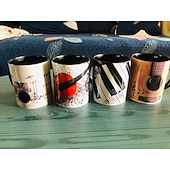  Taza de café de guitarra, tazas de café musicales, taza de viaje de guitarra, taza divertida para beber, decoración de escritorio, taza de té de cerámica de 11.2 oz, regalos de cumpleaños y Navidad para amantes de la música