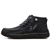 abordables Baskets-bottines en cuir vintage pour hommes – chaussures d&#039;extérieur décontractées à lacets avec semelle antidérapante durable