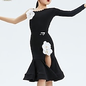 abordables Hauts &amp; Ensembles-Danse latine Tenues de Danse pour Enfants Jupes Imprimé floral Fille Utilisation Usage quotidien manche longue Taille moyenne Spandex
