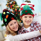 economico Luci di Natale-natale per bambini decorazione per adulti cappello led cappello di natale bagliore natale berretti in maglia unisex vacanza bagliore maglioni regali di natale ornamenti del partito di capodanno