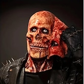 levne Halloween maska a rekvizity-halloween blood double mask, joker lebka strašidelná realistická halloween maska pro dospělé kostýmy halloweenský kostým pánský, děsivá zábava horor maska lebky