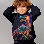 billiga Pojkens 3D-djur-Pojkar 3D Djur Dinosaurie Tröja Pullover Långärmad 3D-tryck Höst Vinter Mode Streetwear Häftig Barn 3-12 år 4-12 år Utomhus Ledigt Dagligen Normal