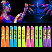 cheap Painting, Drawing &amp; Art Supplies-6pcs UV Glow Body and Face Paint Kit - Fluorescent Crayons for Adults - Perfect for Birthday Parties, Halloween, and Masquerades