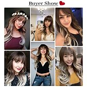 economico Parrucche trendy sintetiche-parrucche bionde ombre marroni 24 parrucche sintetiche lunghe con parrucche per capelli permanenti termiche naturali ad alta densità per le donne