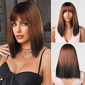 economico Parrucche trendy sintetiche-parrucche castane a onde lunghe parrucca per le donne parrucca di capelli dell&#039;onda del corpo con parrucca bionda evidenziata per le donne uso quotidiano del partito parrucche del partito di cosplay