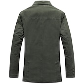 お買い得  メンズクラシックブレザー-メンズジャケット ブレザー スポーツコート 仕事 ビジネス 暖かい 着用可能 フォーマルスタイル 春 秋 無地 アーティスティック/レトロ レギュラー ブラウン ブラック カーキ アーミーグリーン ジャケット