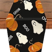 cheap Table Runners-Pumpkin Table Runner Halloween Fall Burlap Tablerunner Farmhouse Indoor Table Autumn Decoration Table Flag Decor For Dining Weddig Party Holiday