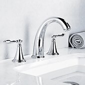 cheap Multi Holes-Widespread Bathroom Faucet Sink Mixer Basin Taps, Twin Handle Vessel Tap with Cold and Hot Hose