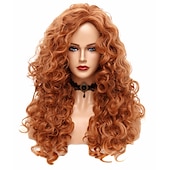 levne Syntetické trendy paruky-dlouhé vlnité paruky 28palcová přírodní béžová smíšená blond syntetická pernatá kudrnatá paruka pro ženy halloween cosplay party paruky