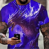 billige T-skjorter med dyreprint-Herre Grafisk Dyr Drage T skjorte Kortermet T skjorte 3D-utskrift Crew-hals Skjorte Årgang Mote Designer utendørs Daglig Sport Lysegul Mørkegul Svart Vår sommer Klær S M L XL 2XL 3XL