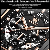 abordables Relojes de Cuarzo-Reloj de cuarzo OLEVS para hombres calendario cronógrafo gran bisel reloj impermeable de cuero genuino