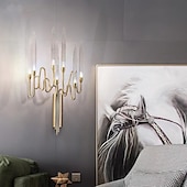 abordables Apliques de pared de cristal-luces de pared de interior de cristal k9 7 cabezas de oro led aplique de pared de estilo nórdico sala de estar tiendas cafés acero blanco cálido luz de pared blanco cálido 110-240v