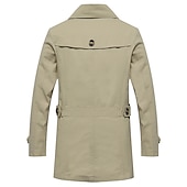 billige Trenchcoat for menn-Herre Overgangsjakke Trenchcoat Ut på byen Vår &amp; Vinter Polyester Vindtett jakke Yttertøy Klær Gatemote عادي Aftæpning Enkeltkneppet