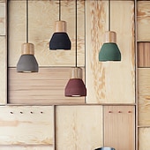 cheap Island Lights-LED Pendant Light Wood Art Cement Concrete Hanging Lamp Simple Cafe Restaurant Bar Pendant Light E27 Light Source Metal Iron Art Droplight Flashlight Concrete Ceiling Light 110-240V