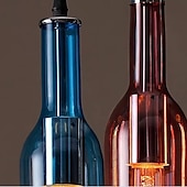 economico Luci Isola cucina-lampada a sospensione a led per bottiglia di vetro, lampada a sospensione in vetro per bottiglia di birra, lampada a sospensione vintage per bar, lampada a sospensione retrò industriale per bar,