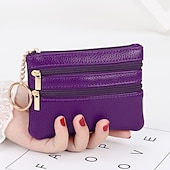 abordables tarjeteros y estuches-1 Uds. Monedero de cuero para hombre y mujer, tarjetero, cartera de mano, mini bolso de cambio con cremallera doble