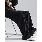 billiga Raka ben-Herr Träningsbyxor med vida ben Atletiska byxor Långbyxor Snörning Elastisk midja Slät Komfort Andningsfunktion Ledigt Dagligen Helgdag Sport Mode Svart Vit