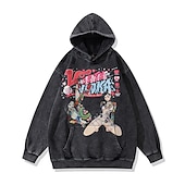 baratos Gráfico de personagem de desenho animado e filme-Moletom Camiseta lavada com ácido extragrande Imprimir Bolso frontal Arte Gráfica Para Casal Homens Mulheres Adulto Baile de Máscaras Hot Stamping Casual / Diário