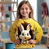 levne 3D zvířata dívky-Dívčí 3D Komiks Králíček Mikina Dlouhý rukáv 3D tisk Léto Podzim Módní Šik ven Rozkošný Polyester Děti 3-12 let Venkovní Ležérní Denní Běžný