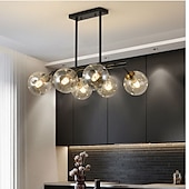 economico Luci a sospensione-lampadario vintage grigio fumo 6 teste 61cm lampada a sospensione regolabile con sfera di vetro e27 lampada a sospensione industriale plafoniera a bolle adatta per ristorante soggiorno camera da letto